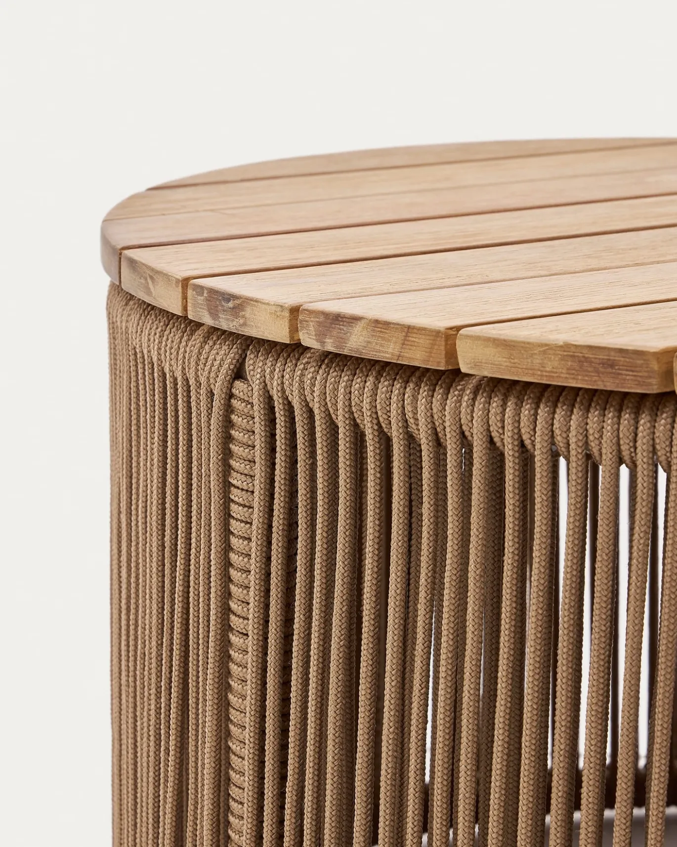 Kave Home Salontafel Dandara Staal Beige Massief Acaciahout Ø60cm