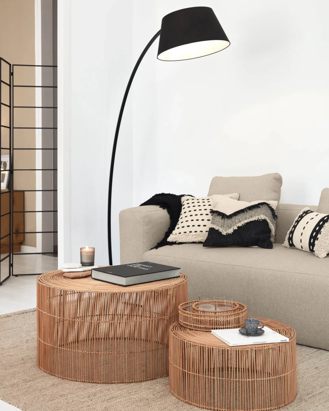 Kave Home Salontafel Elmima Set 2 Rotan Ø66cm / Ø55cm
