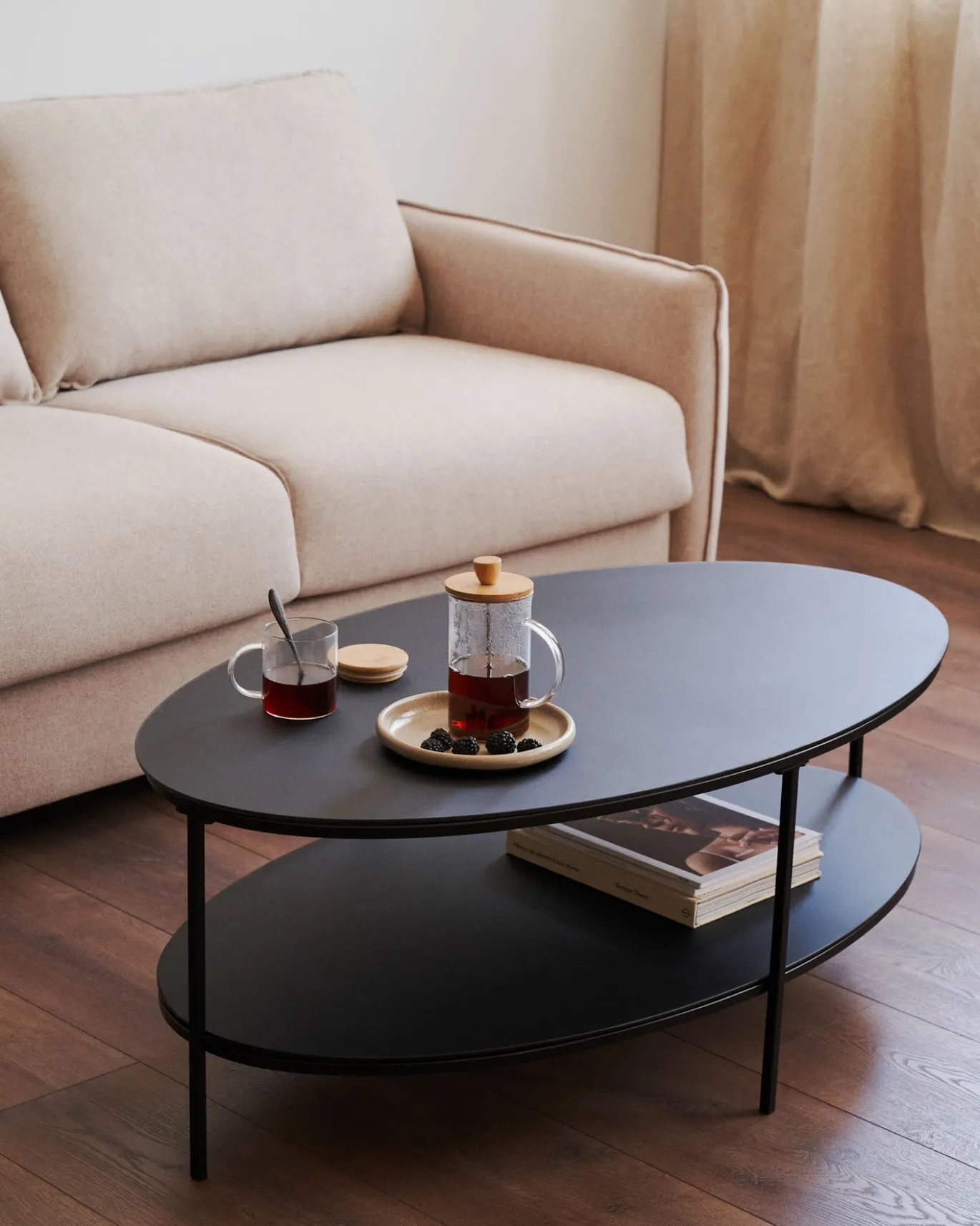Kave Home Salontafel Fideia Gehard Glas Ø110x65cm