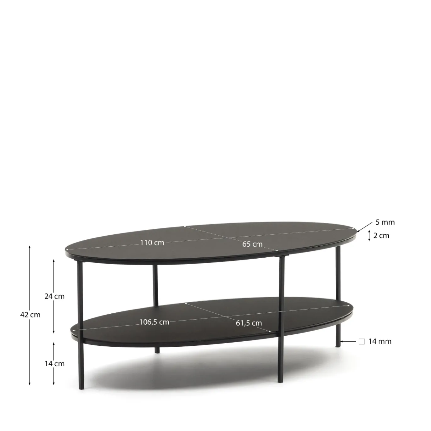 Kave Home Salontafel Fideia Gehard Glas Ø110x65cm