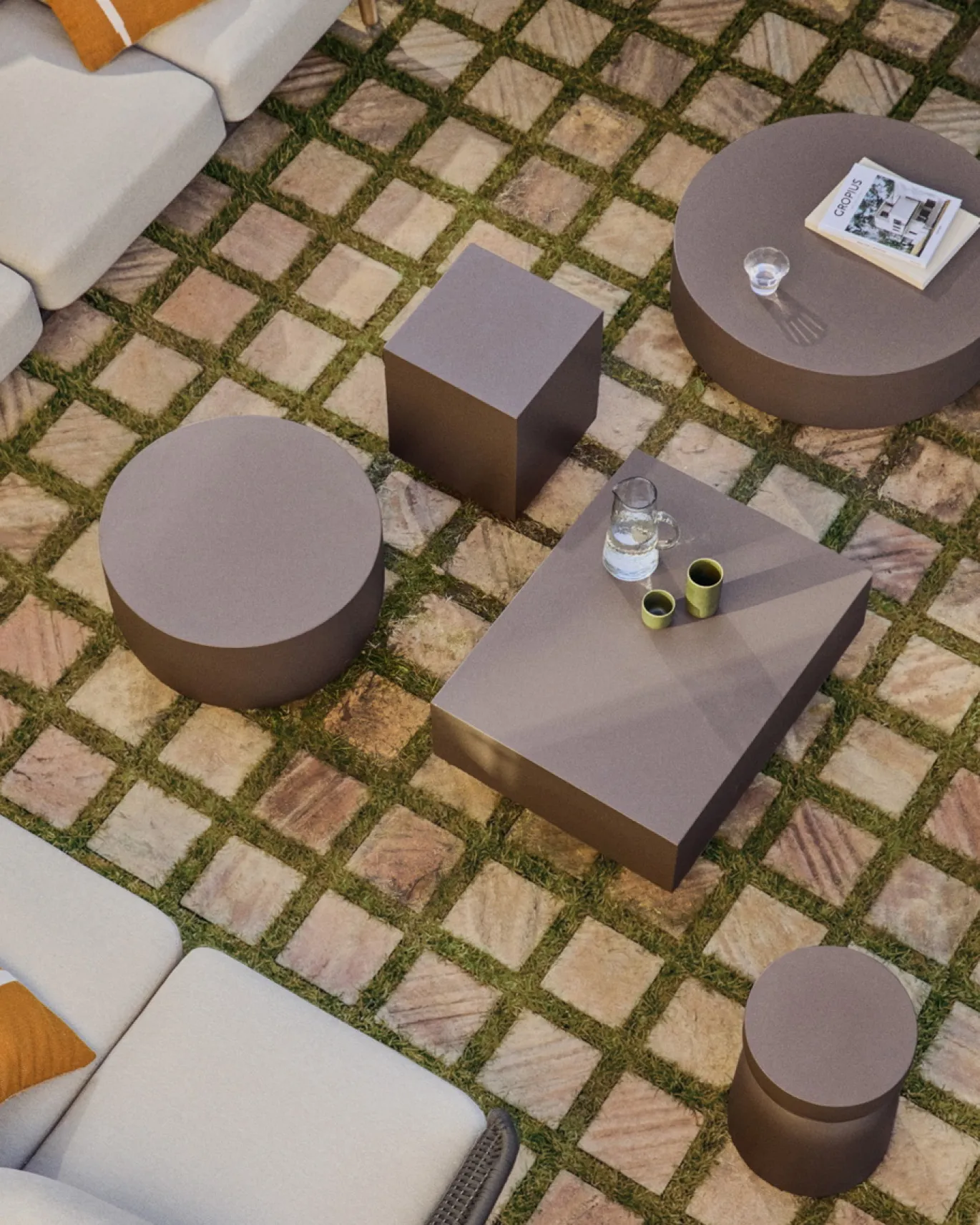 Kave Home Salontafel Garbet Cement Bruin Ø60cm