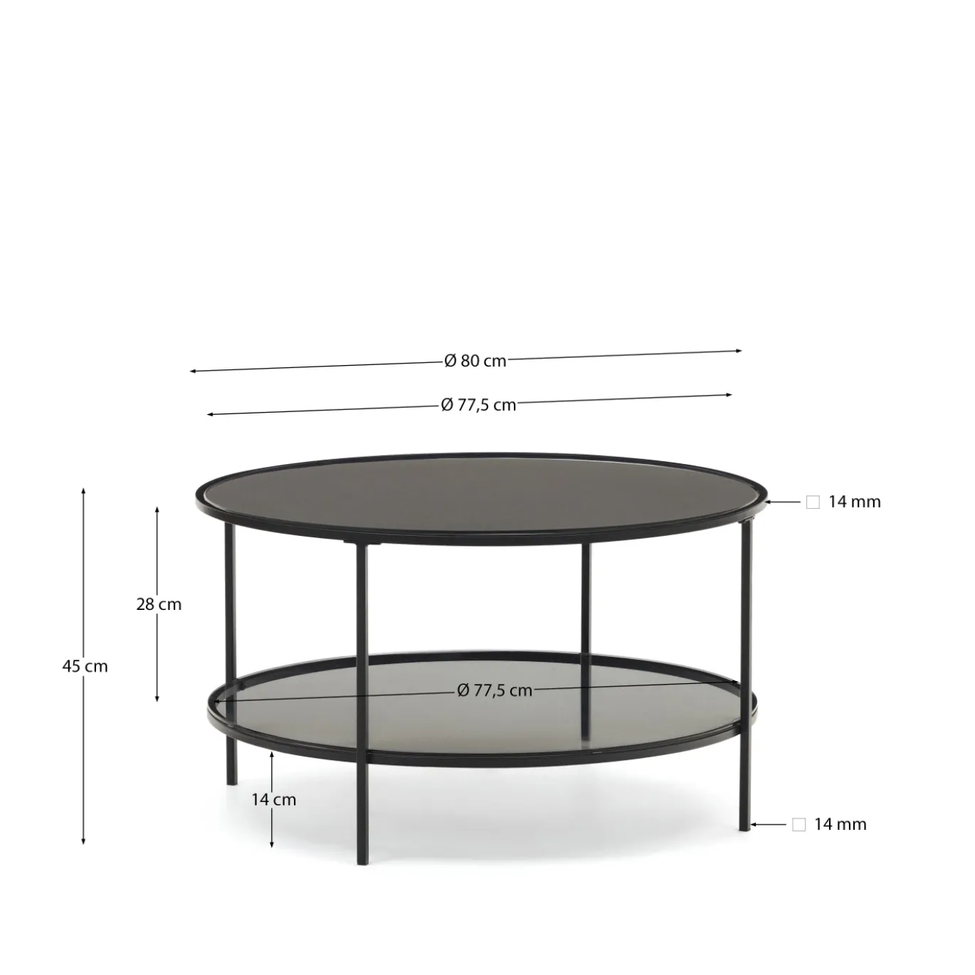 Kave Home Salontafel Gilda Gehard Glas Ø80cm