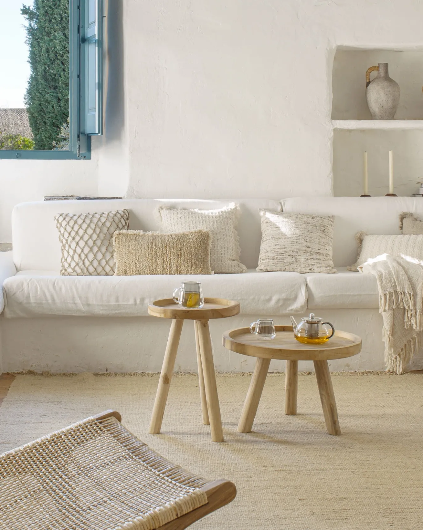 Kave Home Salontafel Glenda Massief Teakhout Ø55cm