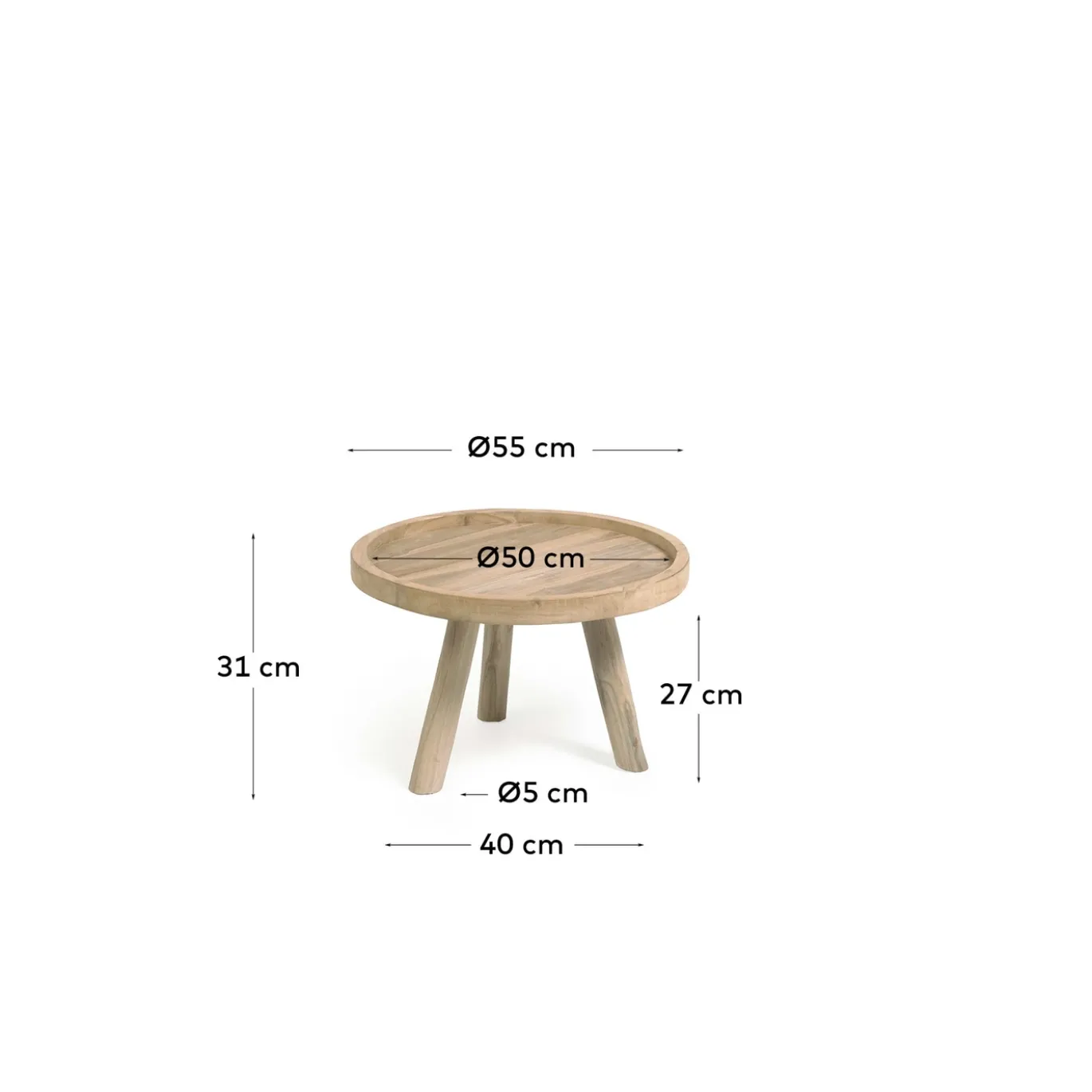 Kave Home Salontafel Glenda Massief Teakhout Ø55cm