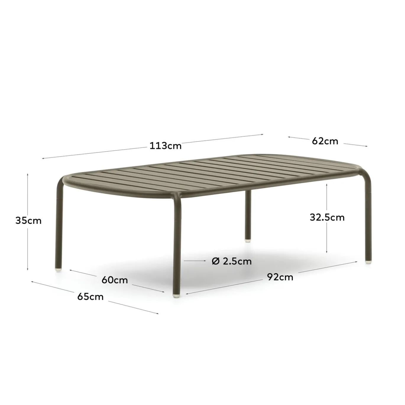 Kave Home Salontafel Joncols Outdoor Aluminium Groen Ø110x62cm