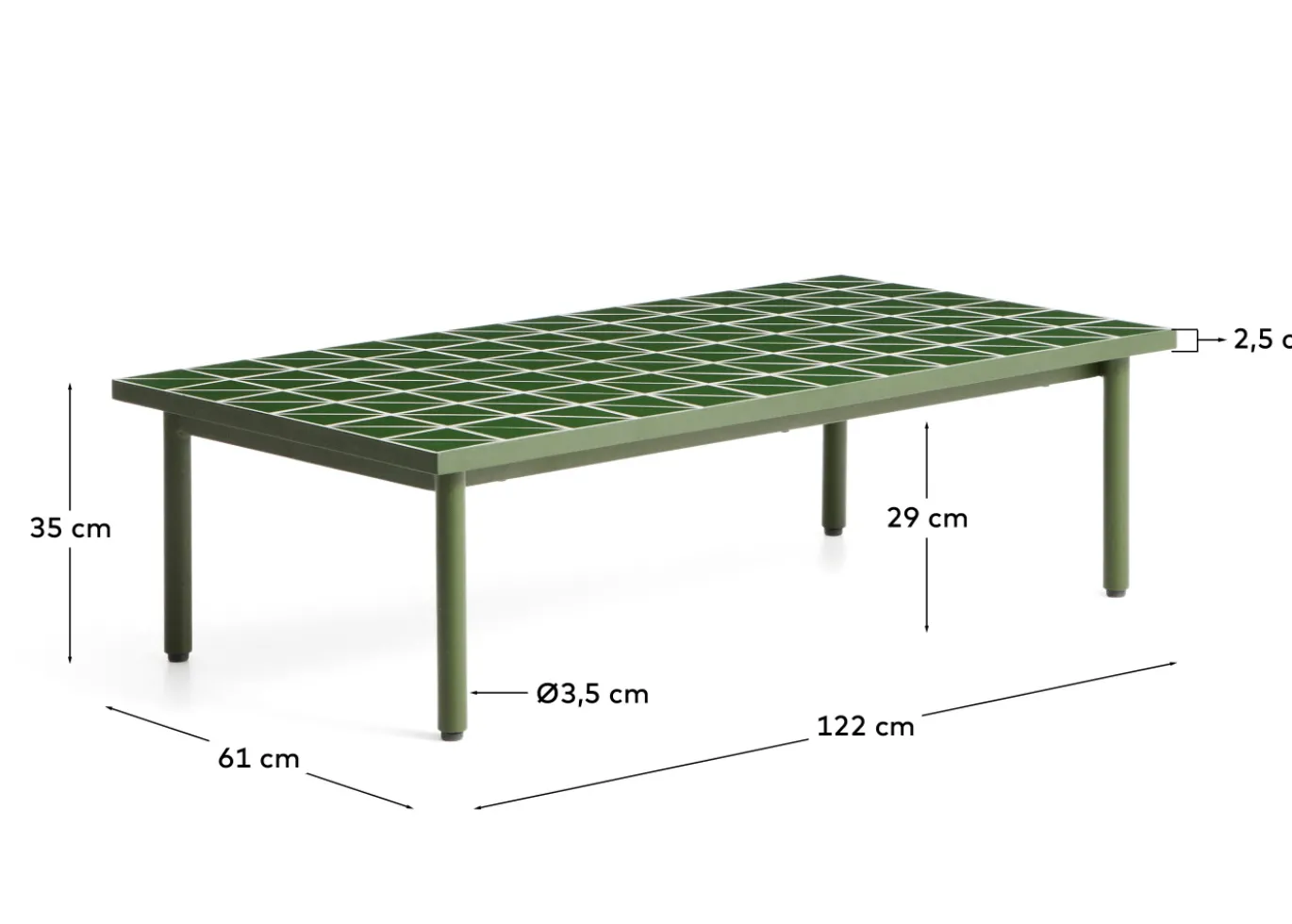 Kave Home Salontafel Maurina Staal Tegels Groen 122cm