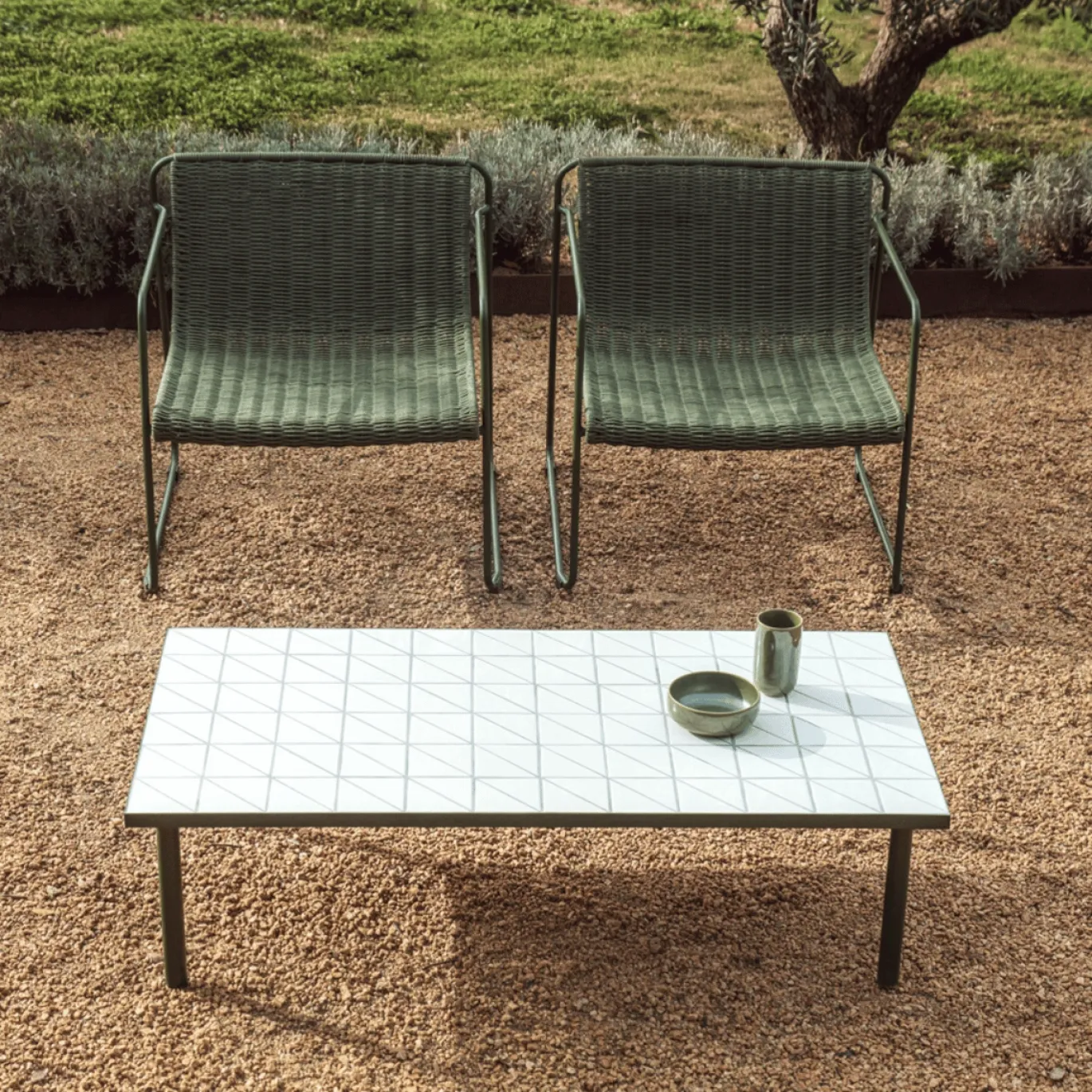 Kave Home Salontafel Maurina Staal Tegels Beige 122cm