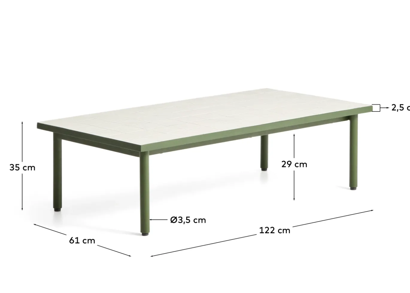 Kave Home Salontafel Maurina Staal Tegels Beige 122cm