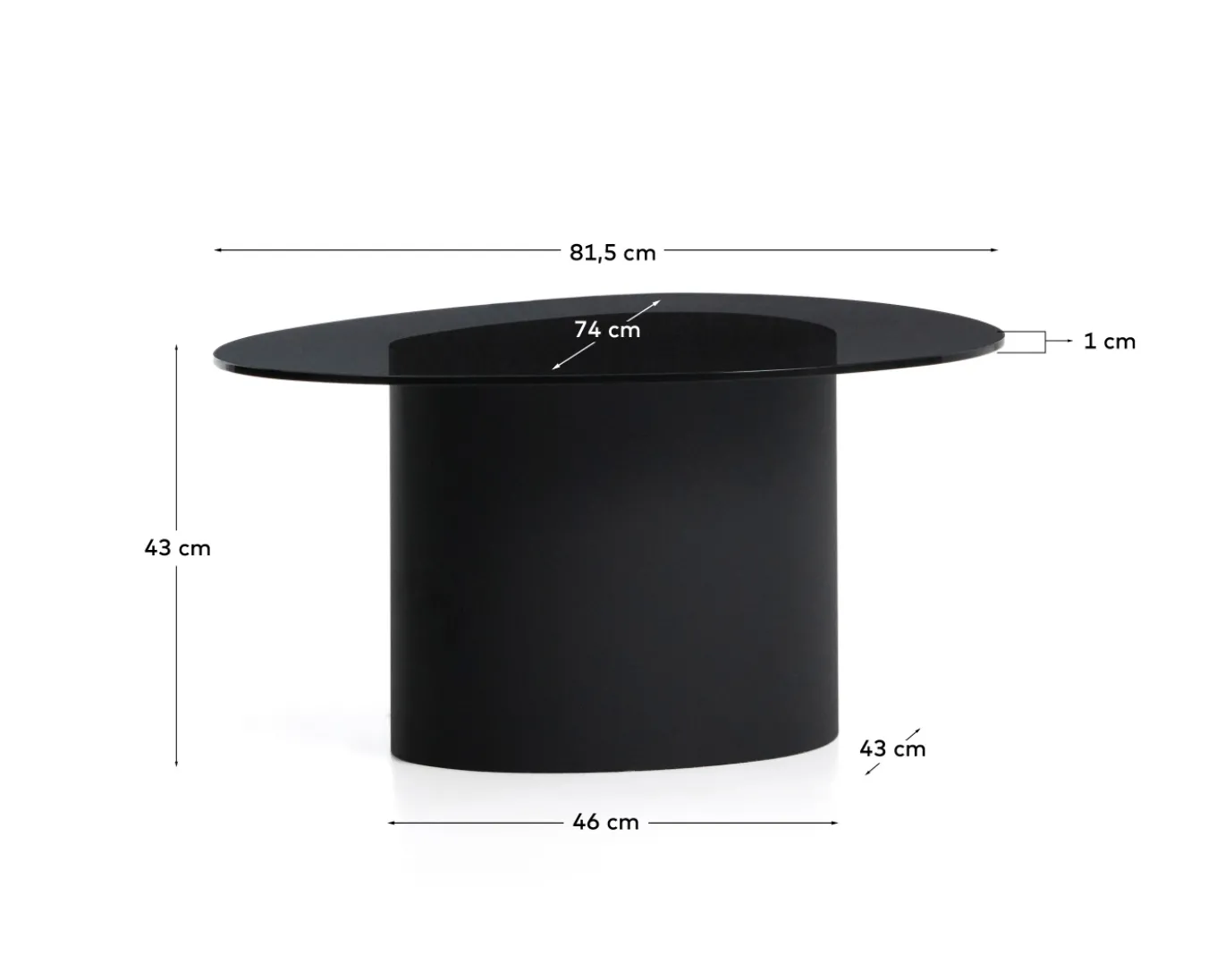 Kave Home Salontafel Olir Glas Metaal Zwart 82cm