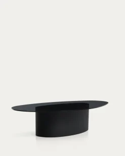 Kave Home Salontafel Olir Glas Metaal Zwart 140cm