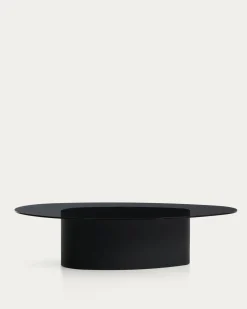 Kave Home Salontafel Olir Glas Metaal Zwart 140cm