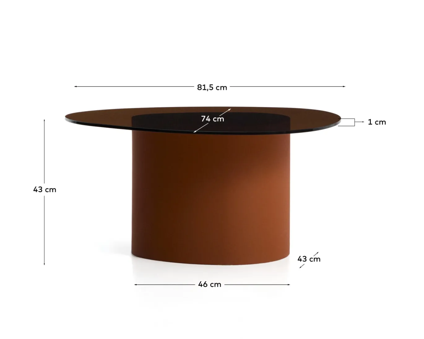 Kave Home Salontafel Olir Glas Metaal Bruin 82cm