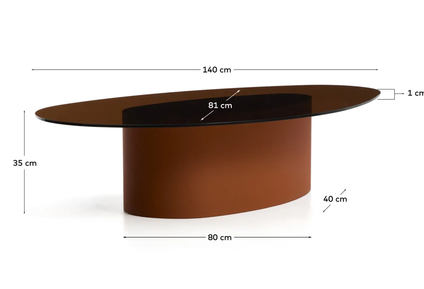Kave Home Salontafel Olir Glas Metaal Bruin 140cm