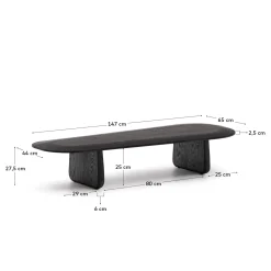 Kave Home Salontafel Pirita Eikenhout Zwart 146x56,5cm
