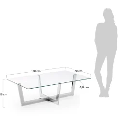 Kave Home Salontafel Plam Transparant Glas 120x70cm