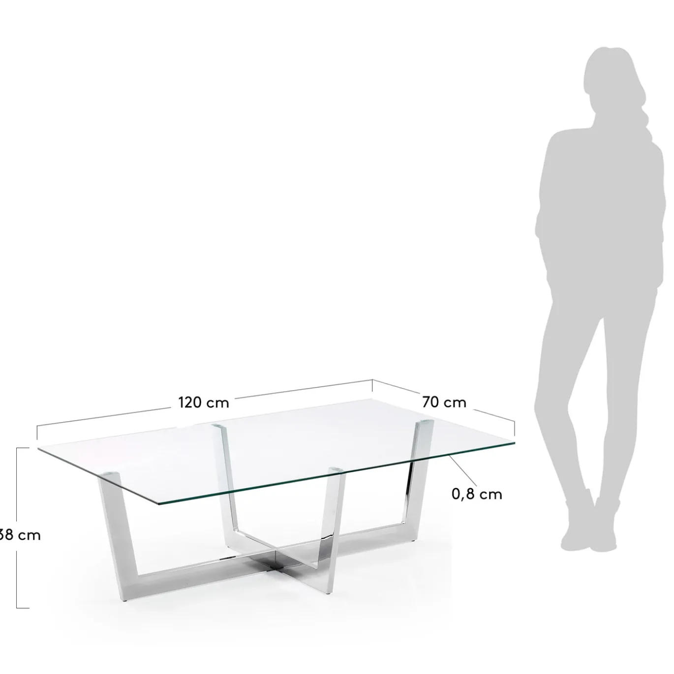 Kave Home Salontafel Plam Transparant Glas 120x70cm