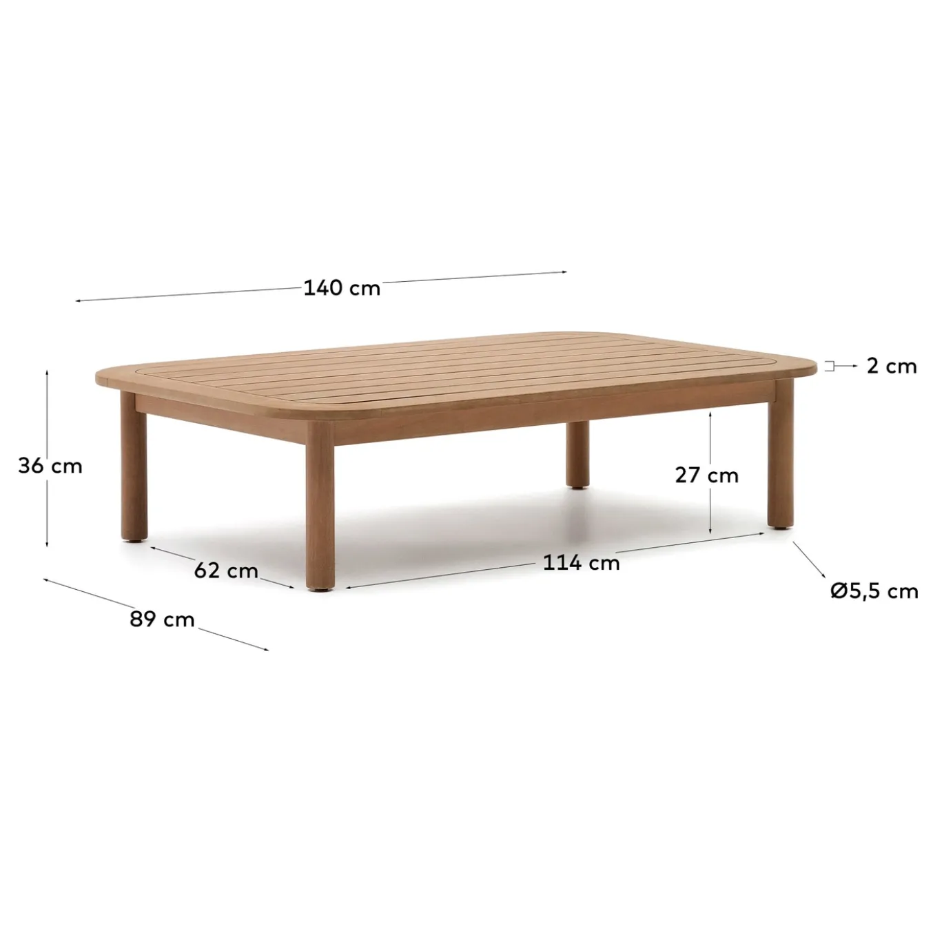 Kave Home Salontafel Sacova Outdoor Massief Eucalyptushout 140x89cm