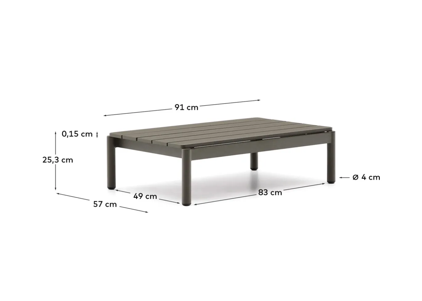 Kave Home Salontafel Sorells Groen Aluminium 52,4x91cm