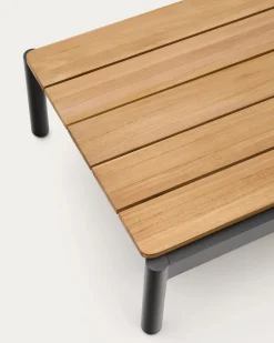 Kave Home Salontafel Sorells Grijs Aluminium en Teak 52,4x91cm
