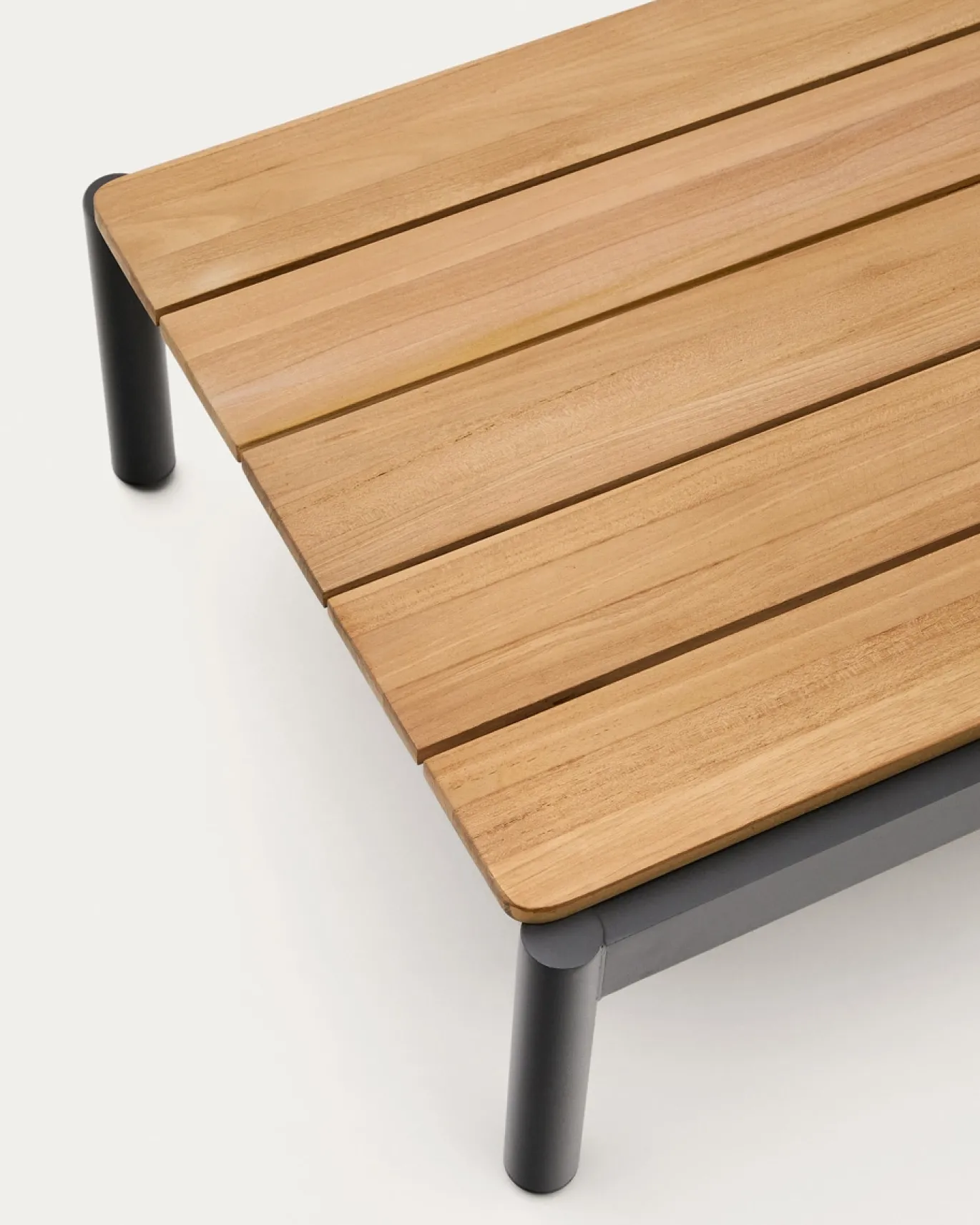 Kave Home Salontafel Sorells Grijs Aluminium en Teak 52,4x91cm