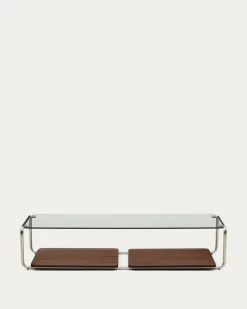 Kave Home Salontafel Tarsel Gehard Glas Met Walnootfineer 140x60cm