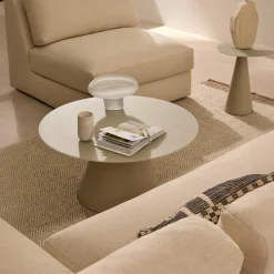 Kave Home Salontafel Wilshire Gehard Glas en Metaal Matgrijs Ø80cm