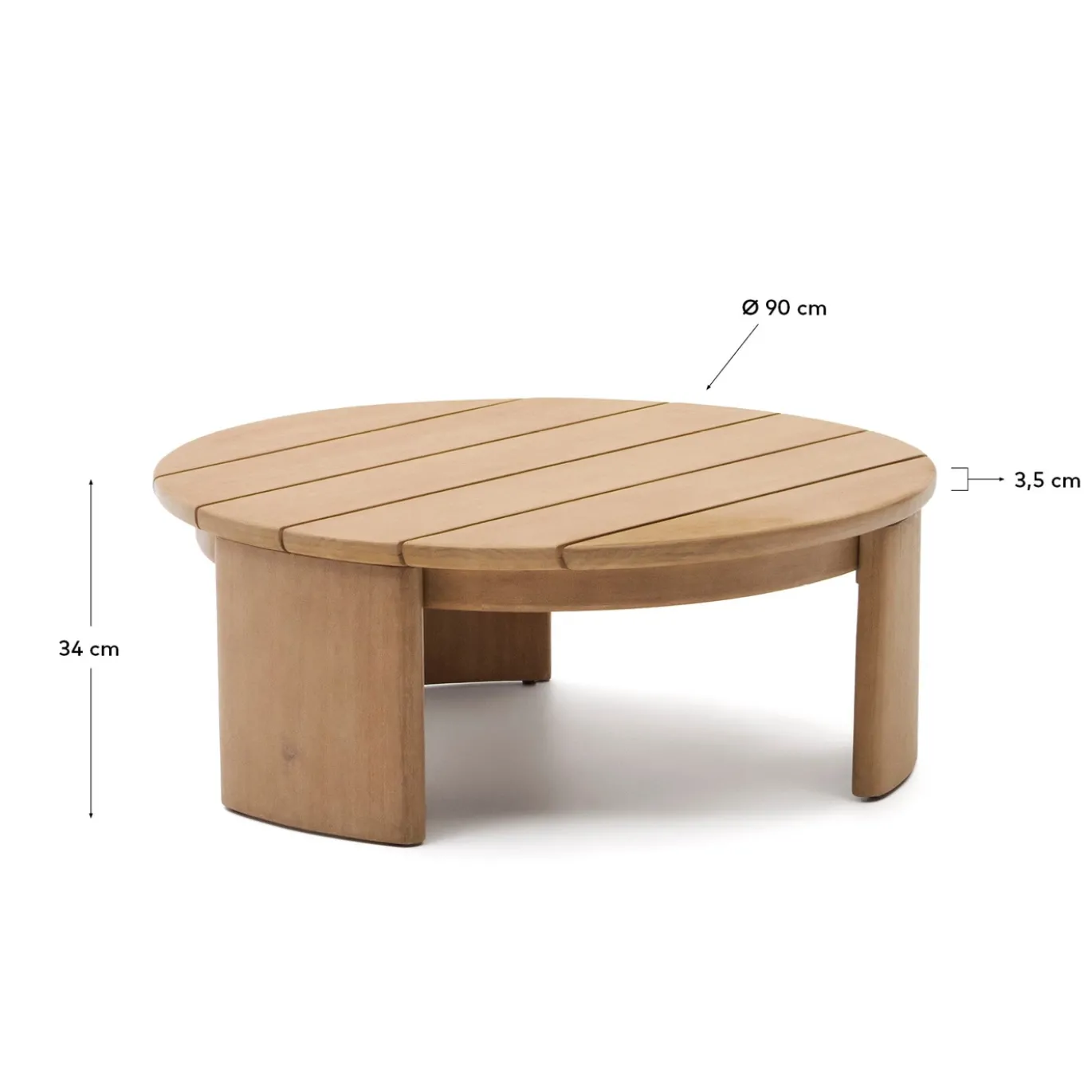 Kave Home Salontafel Xoriguer Massief Eucalyptushout Ø90cm