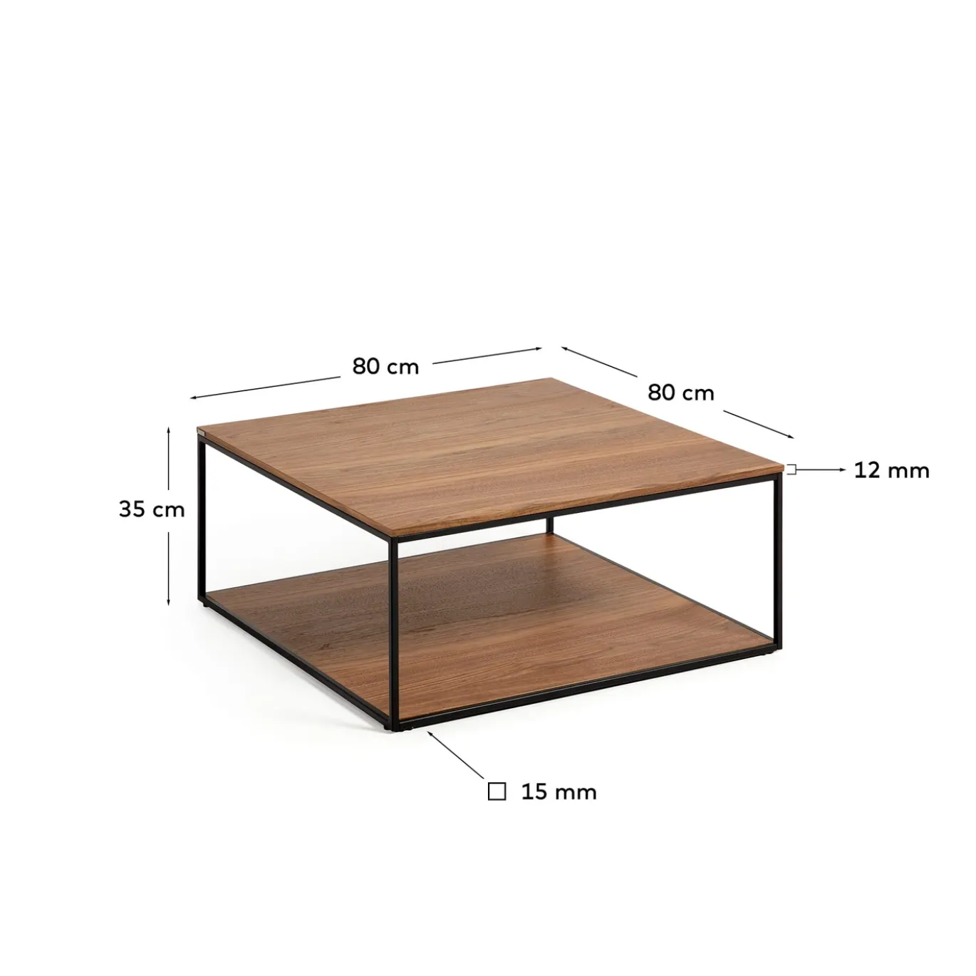 Kave Home Salontafel Yoana Bruin Walnootfineer 80x80cm