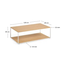 Kave Home Salontafel Yoana Eikenfineer Naturel/Wit 110x60cm