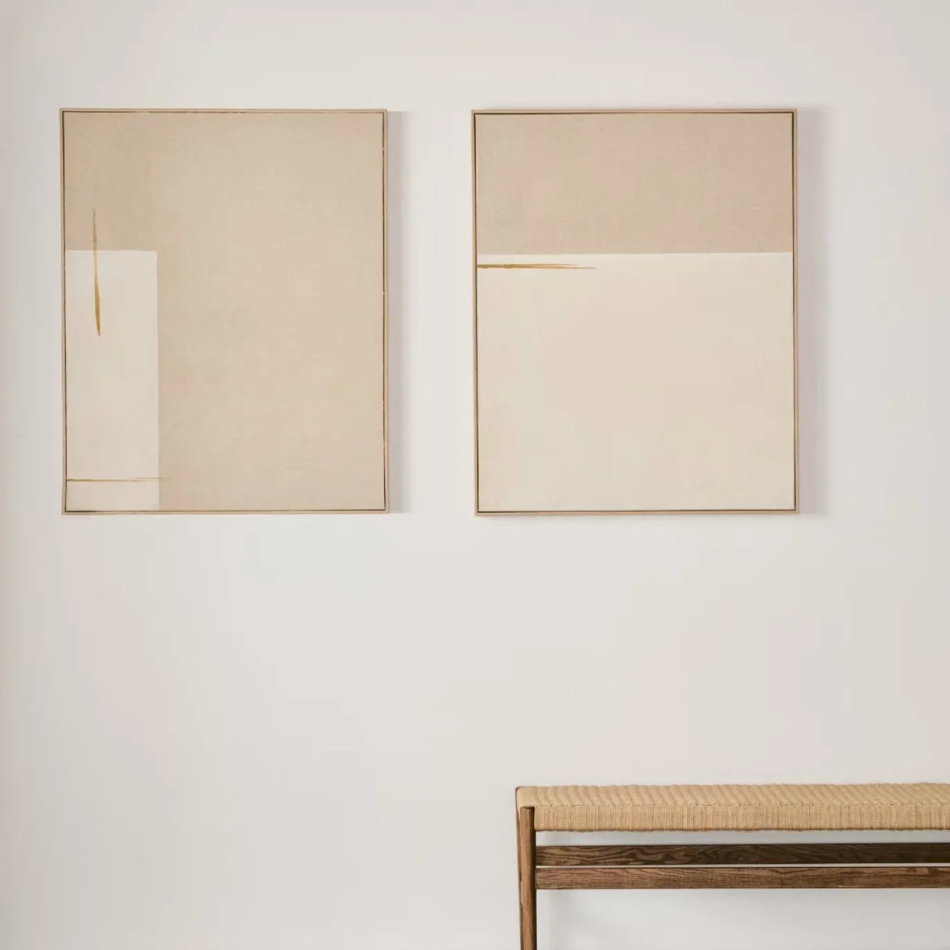 Kave Home Schilderij Abstract Op Linnen Salin Beige Verticale Streep 80x100cm
