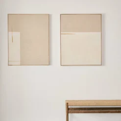 Kave Home Schilderij Abstract Op Linnen Salin Beige Verticale Streep 80x100cm