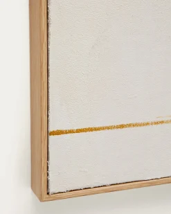 Kave Home Schilderij Abstract Op Linnen Salin Beige Verticale Streep 80x100cm
