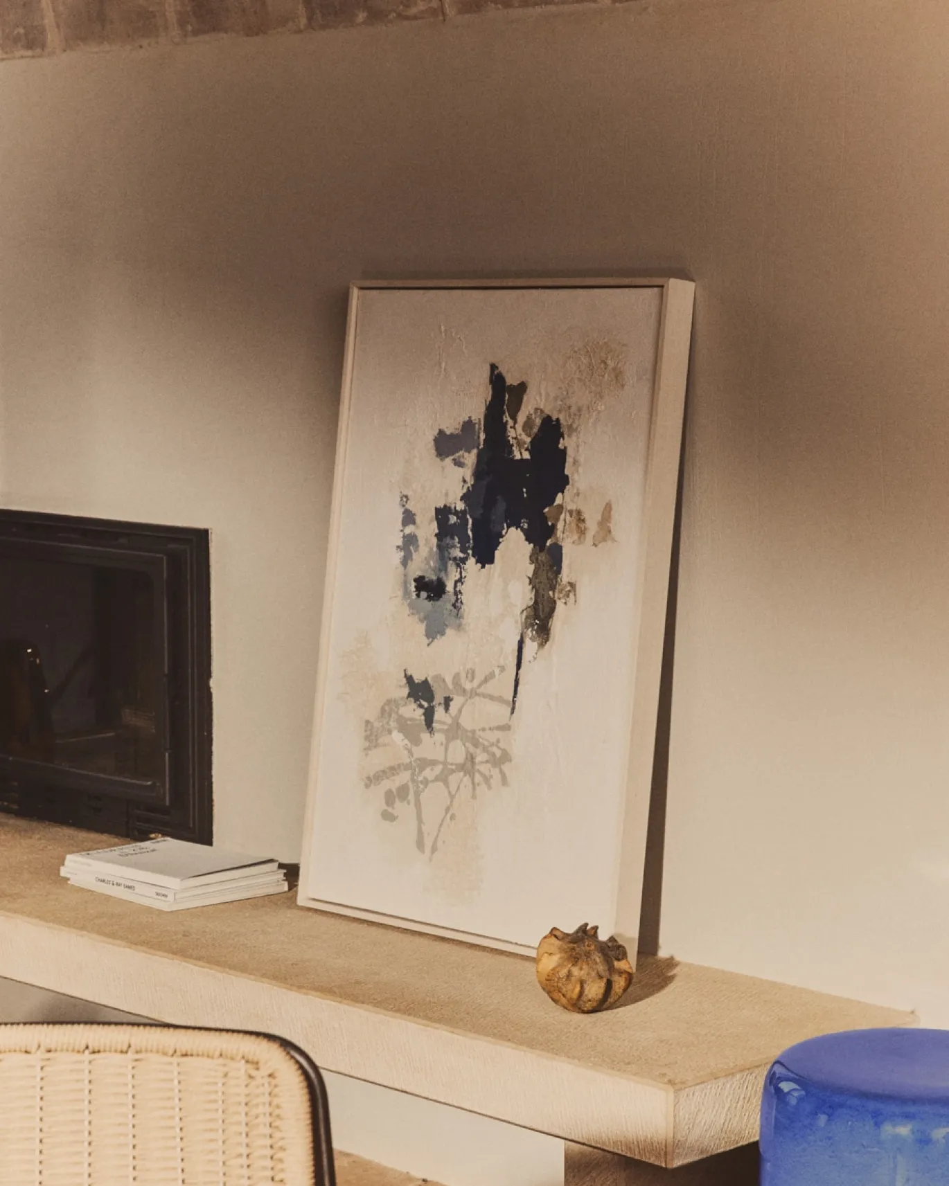 Kave Home Schilderij Erale Abstract Grijs Blauw 90cm