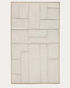 Kave Home Schilderij Klis Linnen met Geometrische Vormen Wit 120x200cm