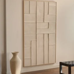 Kave Home Schilderij Klis Linnen met Geometrische Vormen Wit 120x200cm