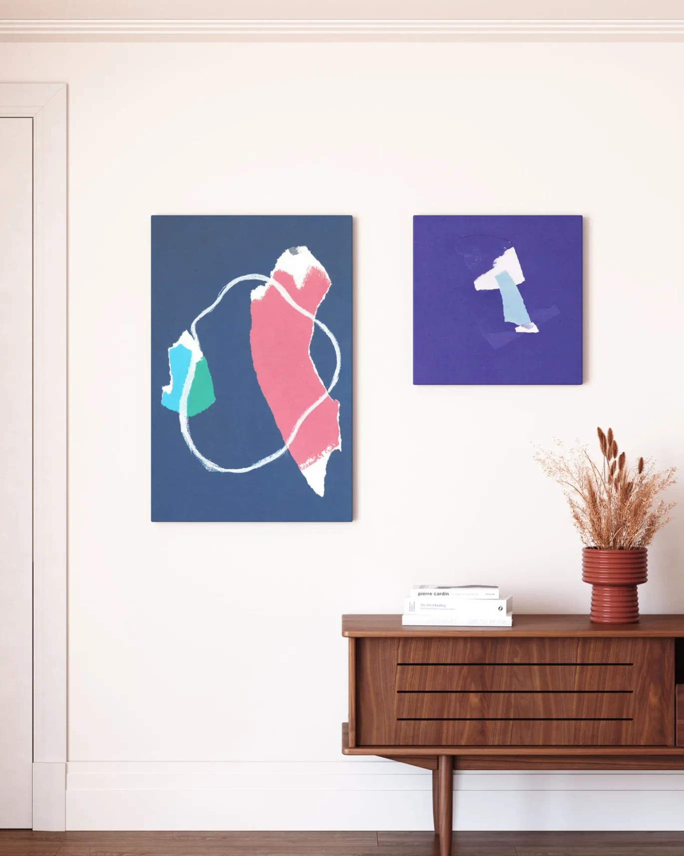 Kave Home Schilderij Zoeli Blauw en Rood 60x90cm