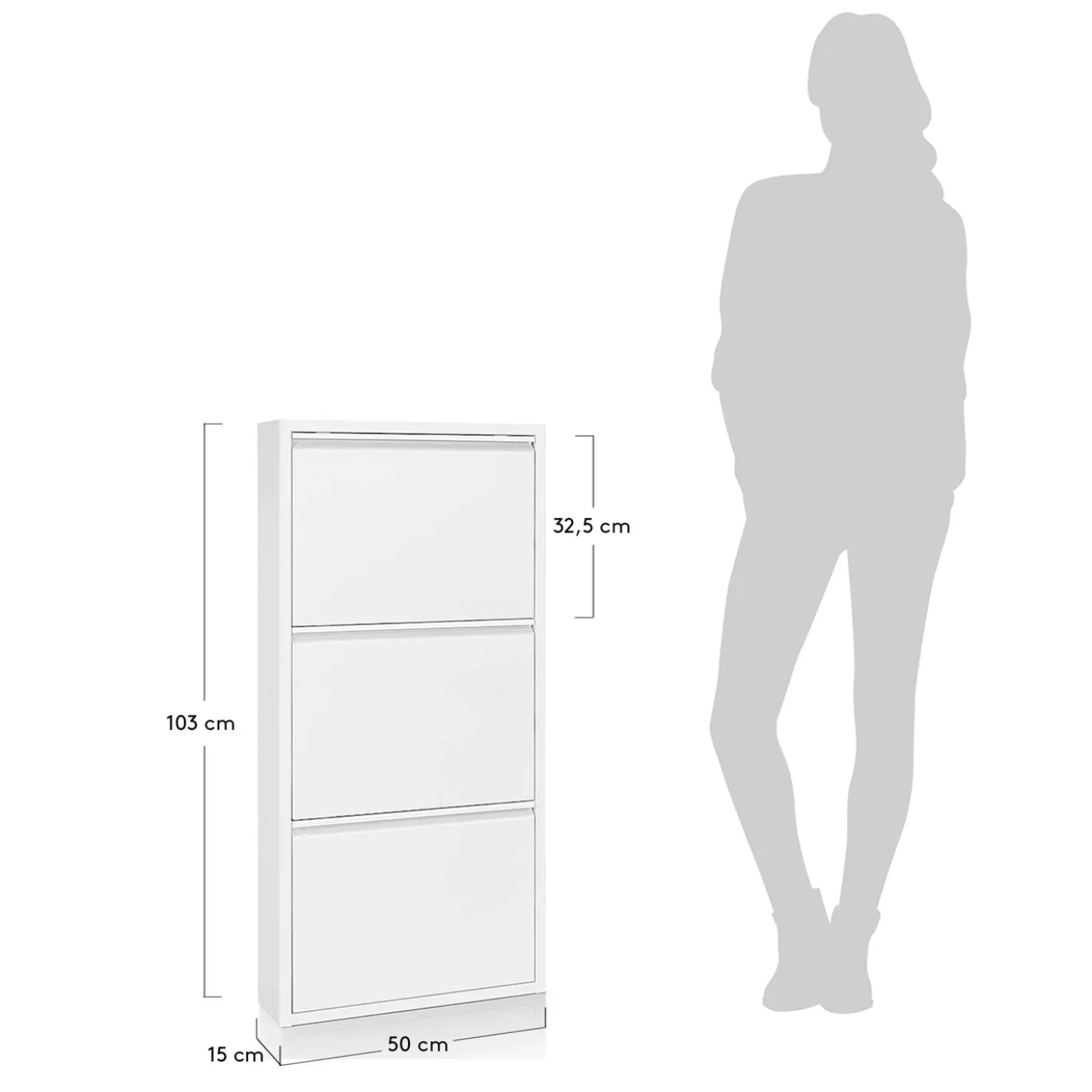 Kave Home Schoenenkast Ode 50x103cm 3 Deuren Wit