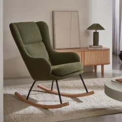 Kave Home Schommelstoel Maustin Donkergroene Bouclé