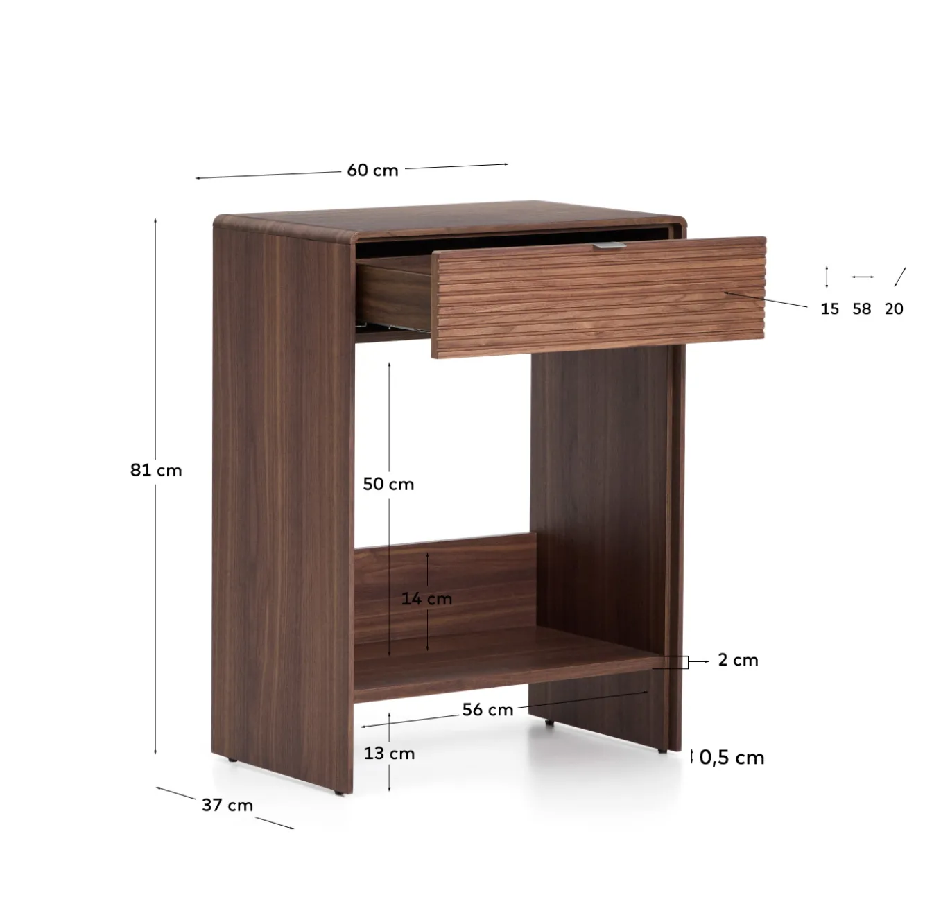 Kave Home Sidetable Norlen Walnoot 120cm