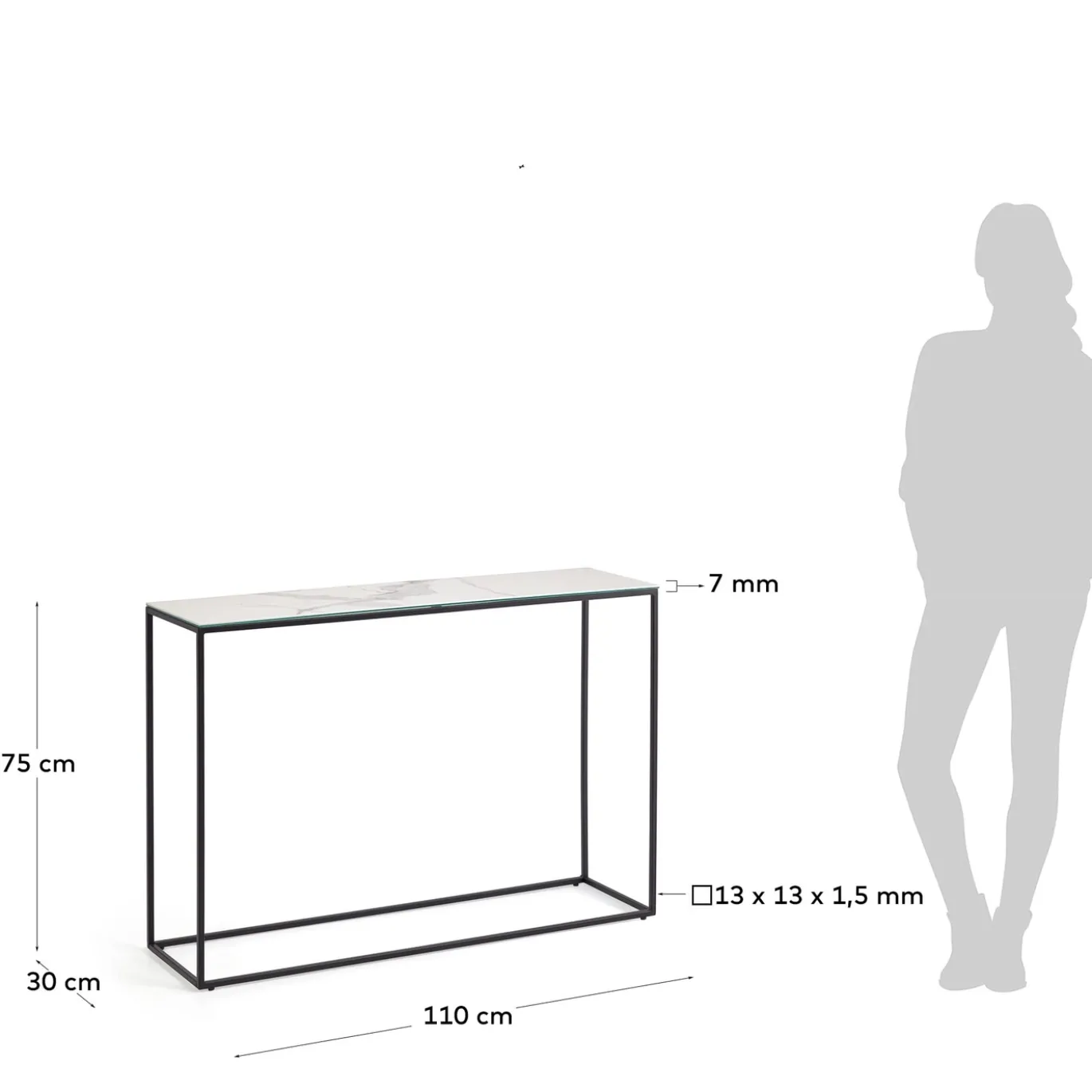Kave Home Sidetable Rewena Porselein Wit Kalosafwerking 110x75cm