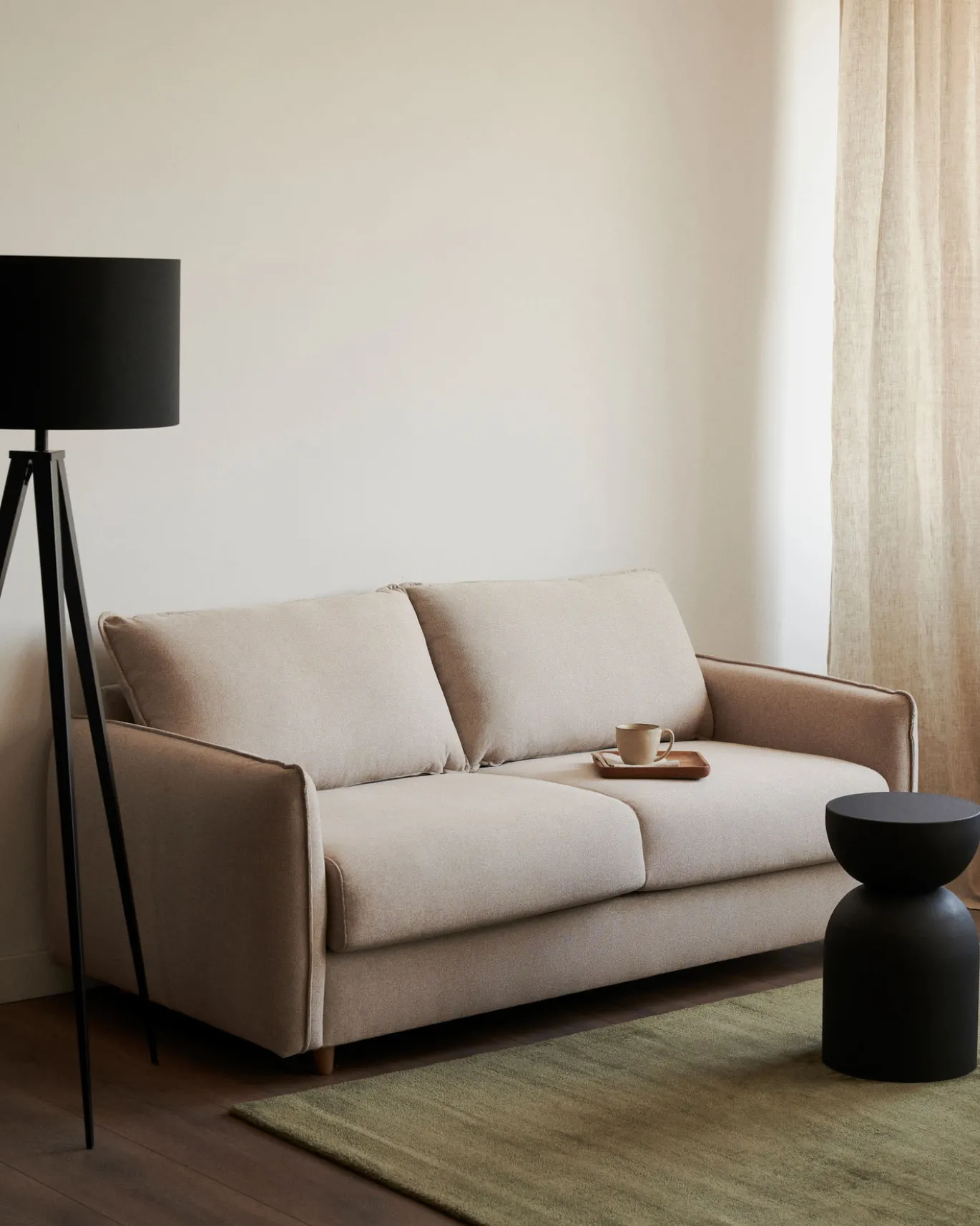 Kave Home Slaapbank Carlota 2-Zits Beige Chenille 185cm