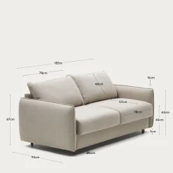 Kave Home Slaapbank Carlota 2-Zits Beige Chenille 185cm