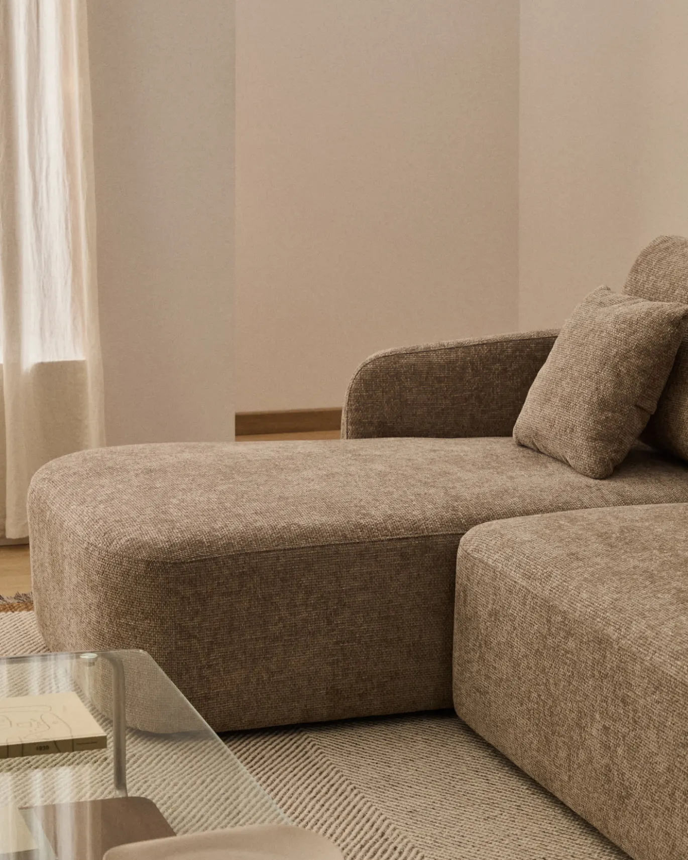 Kave Home Slaapbank Laira 3-Zits Chaise Longue Links Taupe 246cm