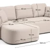Kave Home Slaapbank Laira 3-Zits Chaise Longue Links Beige 246cm