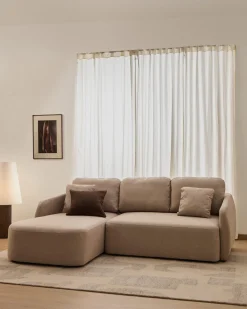 Kave Home Slaapbank Laira 3-Zits Chaise Longue Links Beige 246cm