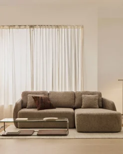 Kave Home Slaapbank Laira 3-Zits Chaise Longue Rechts Taupe 246cm