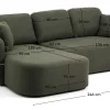 Kave Home Slaapbank Laira 3-Zits Chaise Longue Links Donkergroen 246cm