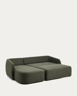 Kave Home Slaapbank Laira 3-Zits Chaise Longue Links Donkergroen 246cm