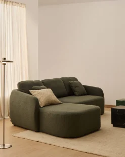 Kave Home Slaapbank Laira 3-Zits Chaise Longue Links Donkergroen 246cm
