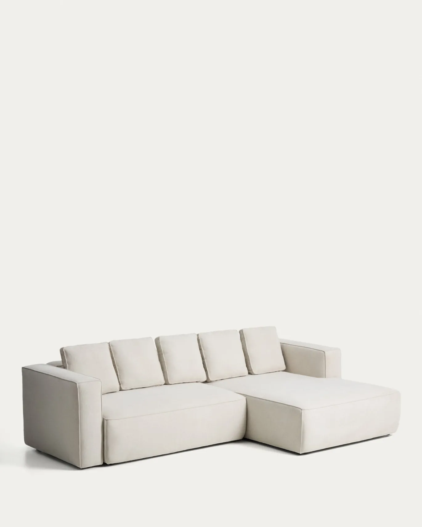 Kave Home Slaapbank Marela Chaise Longue Rechts Chenille Beige 276cm